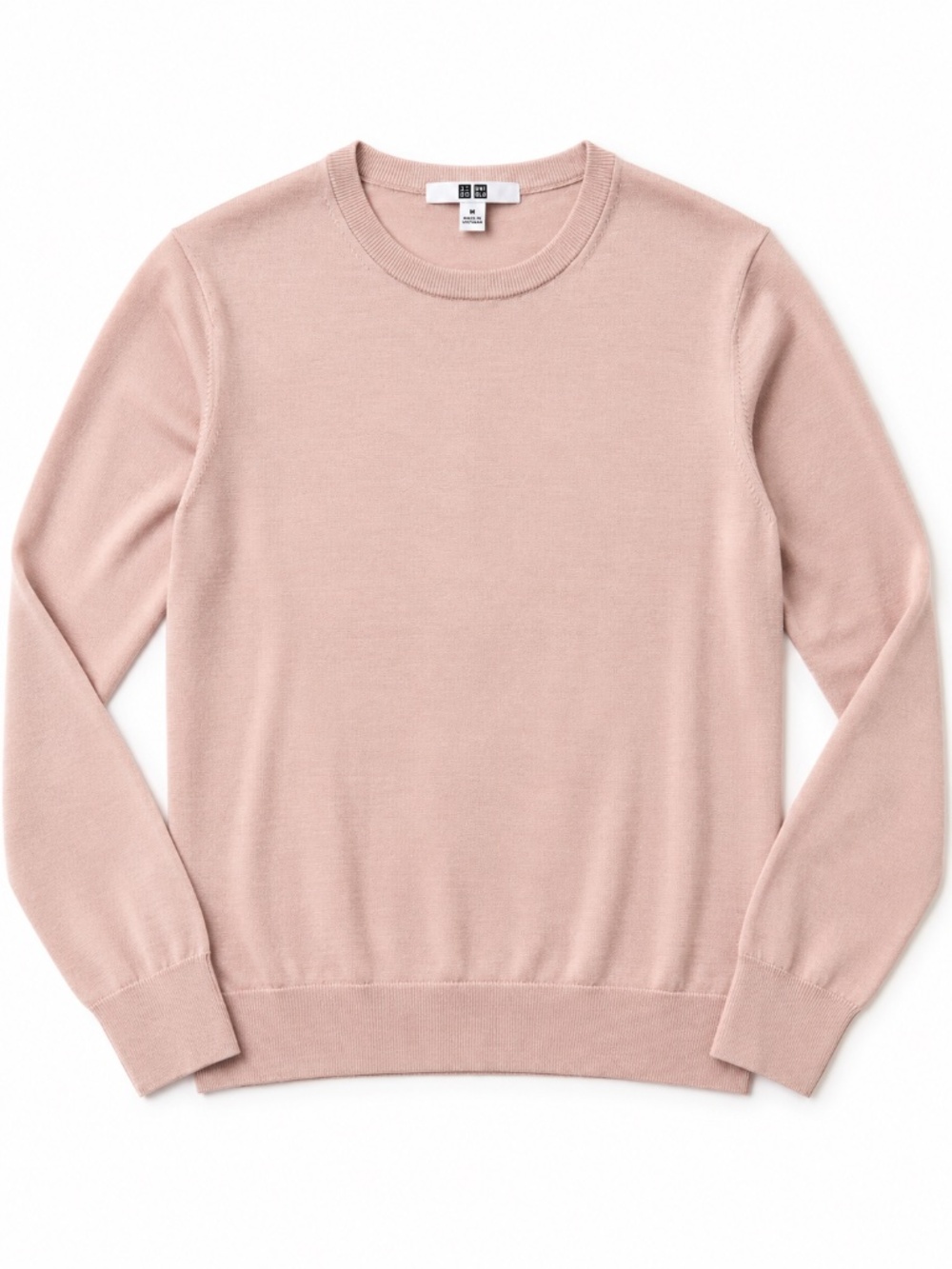 Uniqlo 100% Wool Crewneck Sweater Pink Blush Size M